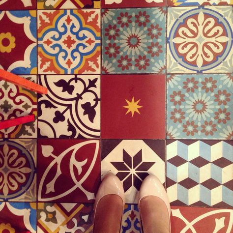 Floor tiles in a Lebanese restaurant in Liverpool, UK Lebanese Tiles, Lebanese Design, Arabic Cafe, Lebanese Architecture, Bohemian Tiles, Lebanese Restaurant, Bar Restaurant Design, Architecture Restaurant, Design Cafe