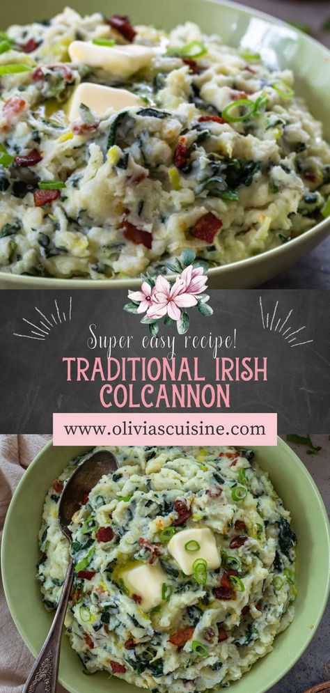 Colcannon Recipe Irish, Irish Colcannon, Colcannon Recipe, Recipe With Bacon, Creamy Potatoes, Potato Side Dish, Scottish Recipes, Vegetarian Side Dishes, Food Wishes