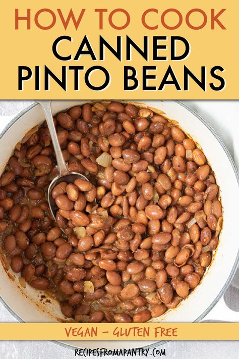 Mexican Beans From Can, Canned Brown Beans Recipe, Pinto Bean Side Dish, Canned Beans And Rice, Can Beans Recipe, Canned Beans Doctored Up, Pinto Bean Recipes Canned, Recipes Using Pinto Beans, Canned Pinto Beans Doctored Up