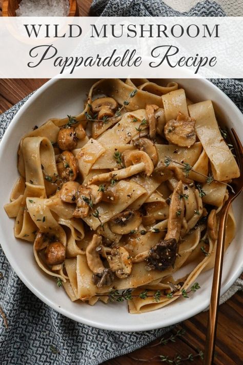 Caramelized Wild Mushroom Pappardelle pasta recipe Caramelized Wild Mushroom Pappardelle Pasta, Mushroom And Pasta Recipes Healthy, Pork Mushroom Pasta, Wild Mushroom Pasta, White Bolognese, Mushroom Pappardelle, Pappardelle Pasta Recipe, Pappardelle Recipe, Delish Dinners