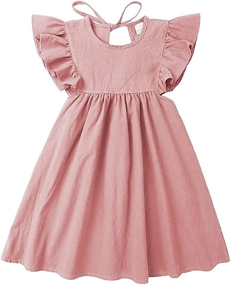 Amazon.com: Toddler Baby Girl Dress Summer Cotton Linen Ruffle Halter Sleeveless Kids Casual Beach Party Dresses 2-7 Years (Pink-1, 5-6 Years, 5_Years): Clothing, Shoes & Jewelry Beach Party Dresses, Toddler White Dress, Girls Ruffle Dress, Beach Party Dress, Casual Party Dresses, Cotton Linen Dresses, White Dress Party, Cotton Dress Summer