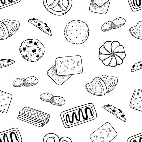 Seamless pattern of tasty biscuits with ... | Premium Vector #Freepik #vector #pattern #food #design #hand Motif Vector, Chocolate Drawing, Bakery Icon, Cookie Drawing, Cookie Vector, Interactive Web Design, Bakery Shop Design, Yummy Biscuits, Food Icon