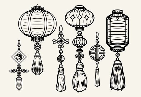 How To Draw Chinese Lanterns, Chinese Lantern Tattoo Design, Chinese Lanterns Tattoo, Japanese Lanterns Drawing, Lantern Drawing Ideas, Omamori Tattoo Design, Japanese Lantern Tattoo, Chinese Lantern Tattoo, Chinese Lantern Drawing