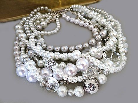 Statement Pearl Necklace, Bridal Necklaces, Chunky Pearl Necklace, Inexpensive Jewelry, Layered Pearl Necklace, Wedding Bride Jewelry, Chunky Pearls, Pearl Statement Necklace, Sweet Jewelry