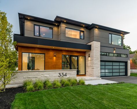 Farmhouse Exterior Design, House Design Exterior, Contemporary Exterior, Unique House Design, Home Exterior, Unique Houses, Modern Houses, Farmhouse Exterior, Contemporary House Design