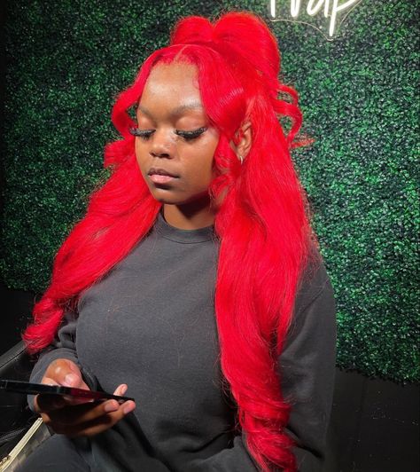 Frontal Styles, Ideas Haircut, Hairstyles Design, Frontal Wig Hairstyles, Red Wig, Lace Fronts, Black Ponytail Hairstyles, Barbie Hair, Protective Hairstyles Braids