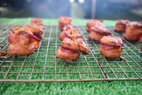 Pig shots are a simple and amazing appetizer or tailgating recipe! Plus, anytime you can combine cream cheese and bacon that is a win for me. Pig Shots, Pig Shot, Tailgate Appetizers, Meat Church, Outdoor Cooking Recipes, Antipasto Skewers, Enchilada Ingredients, Barbeque Recipes, Smoked Food