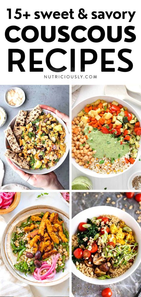 Couscous, Essen, Couscous Protein Bowl, Couscous Brussel Sprouts Recipe, Vegan Cous Cous Recipes, Vegan Recipes With Couscous, Meal Prep With Couscous, Couscous Lunch Ideas, Vegan Couscous Bowl