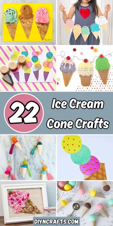 22 Ice Cream Cone Crafts Ice Cream Cone Crafts, Ice Cream Cone Craft, Cone Template, Giant Ice Cream, Valentine Day Video, Ice Cream Crafts, Ice Cream Decorations, Cone Crafts, Mo Willems