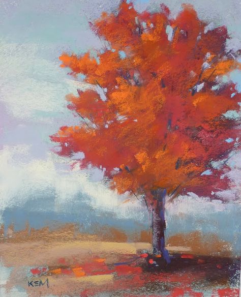 Painting My World: How To Paint a Red Tree Pastel Inspiration, Pastel Paint, Fall Tree Painting, Long Art, Fall Canvas Painting, Pastel Artwork, Original Pastel, Fall Inspiration, Red Tree