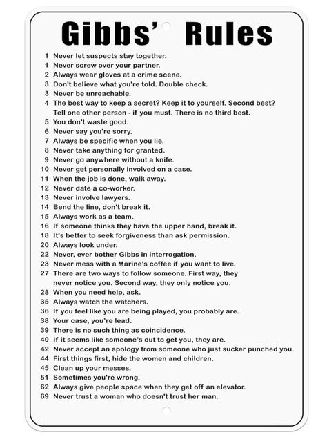 Agent Gibbs on NCIS had the set of rules that made sense. Ncis Gibbs Rules Quotes, Gibs Ncis, Agent Gibbs, Ncis Gibbs, Ncis Gibbs Rules, Gibbs Ncis, Gibbs Rules, Rules Quotes, Keep It To Yourself