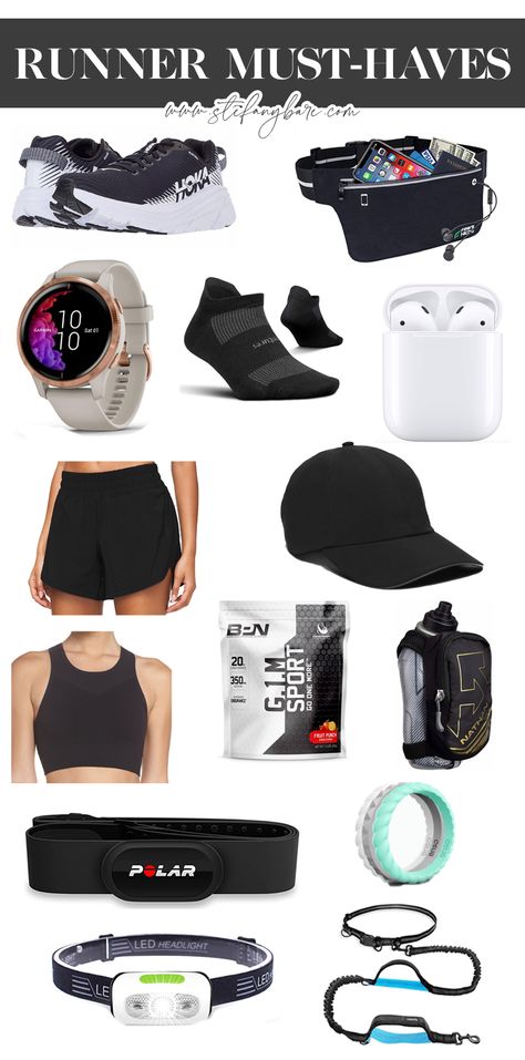 Running Must-Haves - Stefany Bare Blog Sports Must Haves, Running Bag Essentials, Amazon Running Essentials, Best Running Clothes For Women, Running Equipment Woman, Running Accessories For Women, Marathon Running Outfits For Women, Running Must Haves, Runners Outfit Women