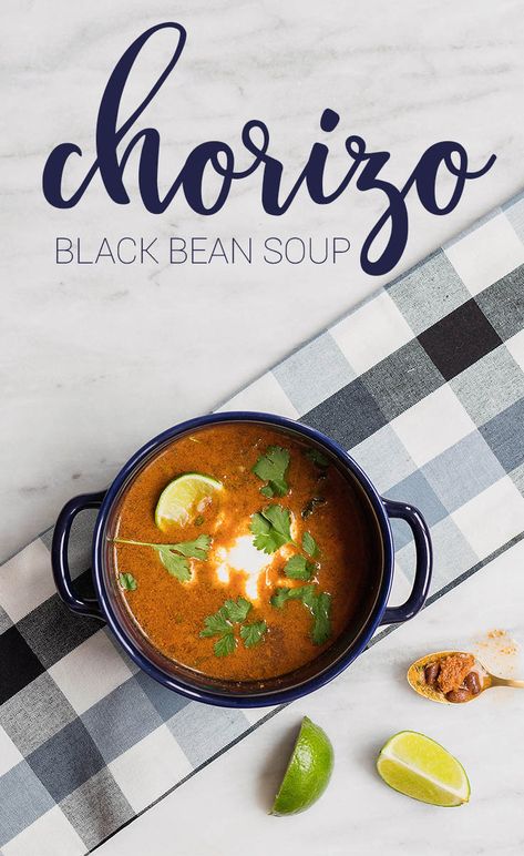 Chorizo Black Bean Soup Mexican Chorizo Soup, Black Bean Chorizo Soup, Chorizo Black Bean, Happy Money Saver, Chorizo Soup, Soy Chorizo, Budget Food, Cuban Black Beans, Happy Money