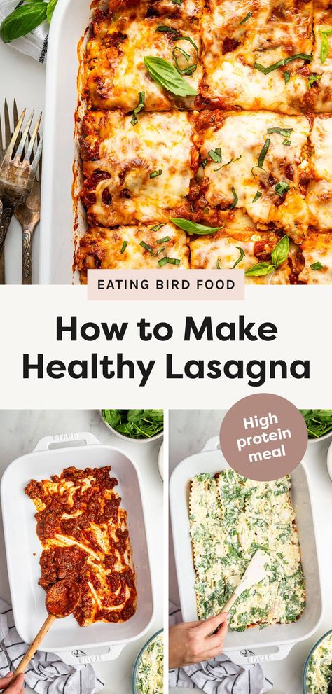 The best healthy lasagna made with a homemade tomato sauce, lean ground beef or turkey and cottage cheese for added protein. It's comforting, packed with protein and perfect for feeding a crowd. Clean Lasagna Recipe, Healthy Lasagne Recipes, Healthy Lasagna Recipes Clean Eating, Healthier Lasagna Recipe, Easy Healthy Lasagna Recipe, Meal Prep Lasagna, Lasagna Cottage Cheese, Lasagna Recipe Healthy, Healthier Lasagna