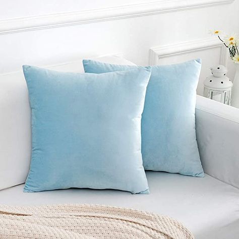 Biblical Mythology, Blue Bed Pillows, Sage Green Pillow, Light Blue Decor, Light Blue Cushions, Nail Embellishments, Home Farmhouse Decor, Light Blue Pillows, Blue And White Pillows