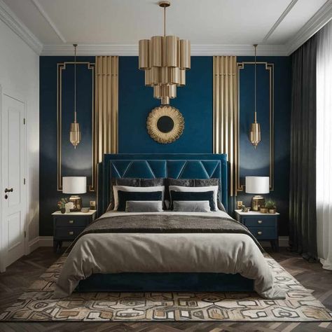 15 Dreamy Art Deco Bedroom Ideas to Transform Your Space - Fabricerie Gatsby Bedroom, Bathroom Shelves Above Toilet, Art Deco Hotel Room, Deco Bedroom Ideas, Art Deco Interior Bedroom, Art Deco Bedroom Ideas, Modern Art Deco Bedroom, 1920s Bedroom, Bathroom Floating Shelf