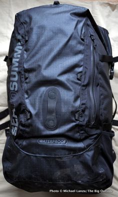 Waterproof Backpack Sea to Summit Flow 35L Dry Pack $200, 35L/2,136 c.i., 2 lbs. 4 oz. One size seatosummit.com We reached the first, deep pool of water that we had to swim across in the narrow can… Hiking Equipment, Backpacking Gear, Hunting Packs, Packable Backpack, Sea To Summit, Tactical Bag, Go Bags, Camping Backpack, Waterproof Backpack