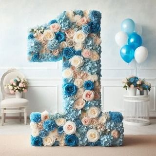 GingerFeast - Etsy Blue Flower Birthday Party, Floral 1st Birthday, Floral Baby Shower Decorations, First Birthday Theme, Its A Boy, Flower Mobile, Flower Birthday, Peach Cream, First Birthday Themes