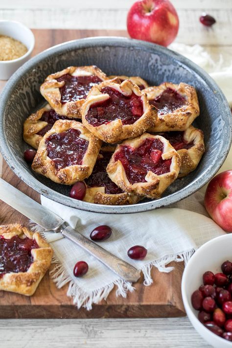 Easy cranberry apple tarts are a delicious festive dessert perfect all fall and winter long. #cranberry #apple #pie #tart