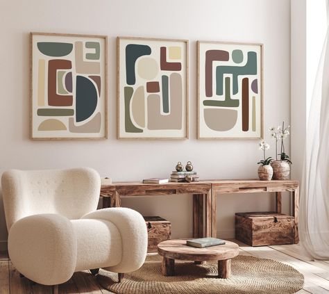 "A Gorgeous Earth Tones Set of 3 Modern Boho Abstract Wall Art Prints, delivered directly to your door. This Design would look good in any location in the home especially in a Modern Living Room or in a Bedroom or Yoga Studio. - Please note - the size description of the print (eg 24\"x36\", 50x70cm, etc) refers to the size of each individual print in a group set of 2, 3, 4, or 6 prints. ►How to Order these Unframed Prints◄ 1. Simply select the size you require using the drop-down menu options on Earth Tone Paintings, Earth Tone Decor, Motion Art, Boho Prints, Lounge Ideas, Office Inspo, Playroom Wall Art, Boho Modern, Sketches Simple