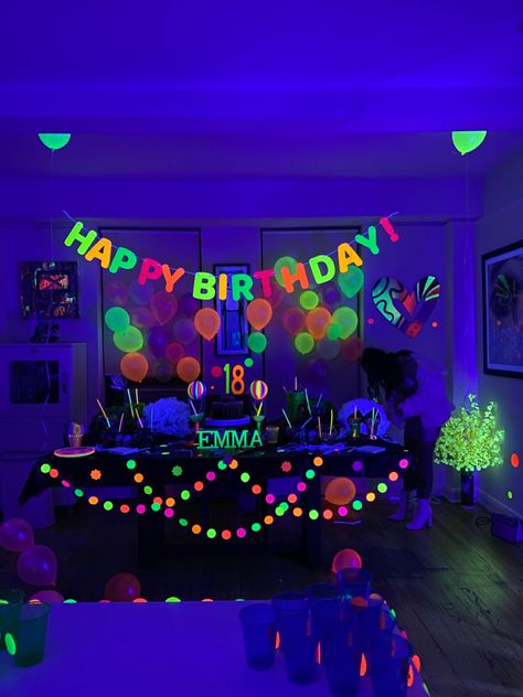 Glow Theme Party, 14th Birthday Party Ideas, Glow In Dark Party, Neon Birthday Party, Glow Birthday Party, Neon Birthday, Glow Birthday, Bday Party Theme, 13th Birthday Parties