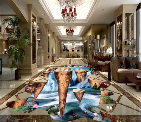 Epoxy Kitchen, Wall Sticker Design, Marble Stairs, Waterproof Floor, Floor Murals, Koi Fish Pond, Floor Wallpaper, Floor Decal, Floor Stickers