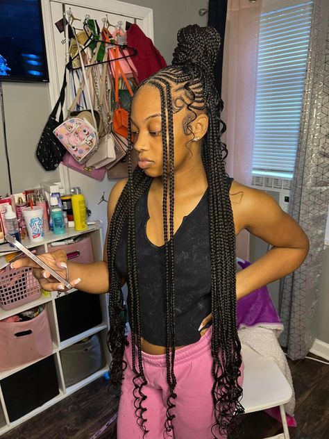 Braided Hairstyles For Black Women Cornrows, Beautiful Black Hair, Feed In Braids Hairstyles, Quick Natural Hair Styles, Cute Braided Hairstyles, Braided Cornrow Hairstyles, Braided Hairstyles For Teens, Cute Box Braids Hairstyles, Quick Braided Hairstyles