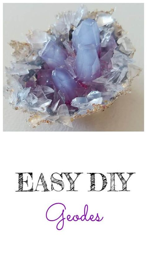 Crystal Seashells Diy, How To Grow Geodes, Epsom Salt Geodes, Crystal Geode Decor, Diy Crystals Without Borax How To Make, Geode Diy Projects, Diy Faux Crystals, How To Grow Crystals Diy, How To Make Cristal