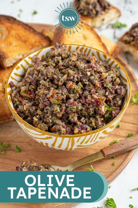 Olive Tapenade | The Schmidty Wife Crockpot Carnitas Recipes, Olive Tapenade Recipe, Healthy Appetizers Recipes, Tapenade Recipe, No Cook Appetizers, Olive Recipes, Appetizers For A Crowd, Gumbo Recipe, Olive Tapenade