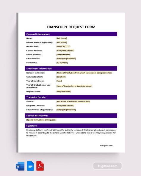 Transcript Request Form Applying For College, A Job, The Process, Phone Numbers, How To Apply, Education, Quick Saves, Design