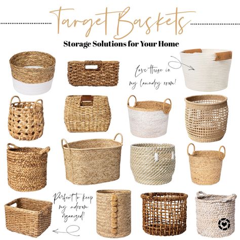 Target woven and rattan baskets - perfect storage solutions for your home! I own, use and love several of these options! Download the LIKEtoKNOW.it shopping app to shop this pic via screenshot. #targethomedecor #target #baskets #coastal #organizationideas Rattan Storage Baskets, Target Baskets, Apartment Closets, Rattan Basket Decor, Target Basket, Baskets For Blankets, Woven Basket Decor, Hampers Ideas, Boho Baskets