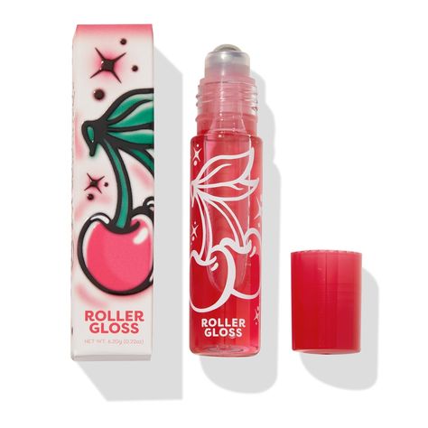 Lip Gloss Roll On, Roll Lip Gloss, Pretty Lip Gloss, Cherry Lipgloss, Red Skincare, Roll On Lip Gloss, Cute Lip Gloss, Cherry Lip Gloss, Cherry Products