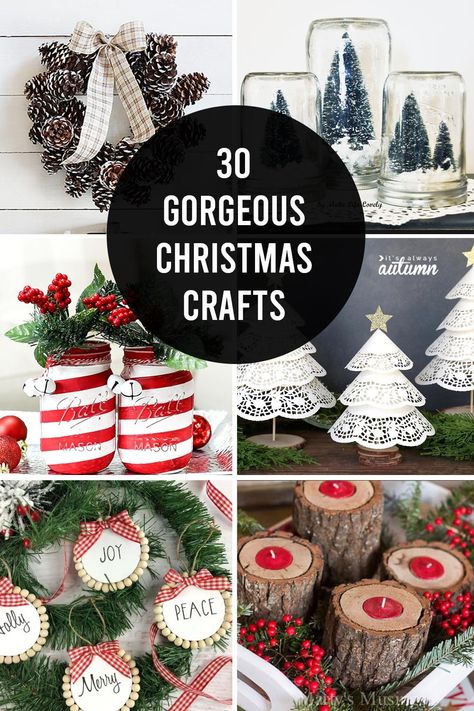 30 Gorgeous Christmas Crafts for adults - these easy Christmas craft ideas are perfect for getting into the holiday spirit or having a craft night with friends! Christmas Crafting Ideas For Adults, Nice Christmas Crafts, Natal, Christmas Pinterest Party Crafts, Xmas Crafts For Gifts, Holiday Family Crafts, 1 Hour Christmas Crafts, Joy Crafts Christmas, Easy Crafts For Groups Of Women