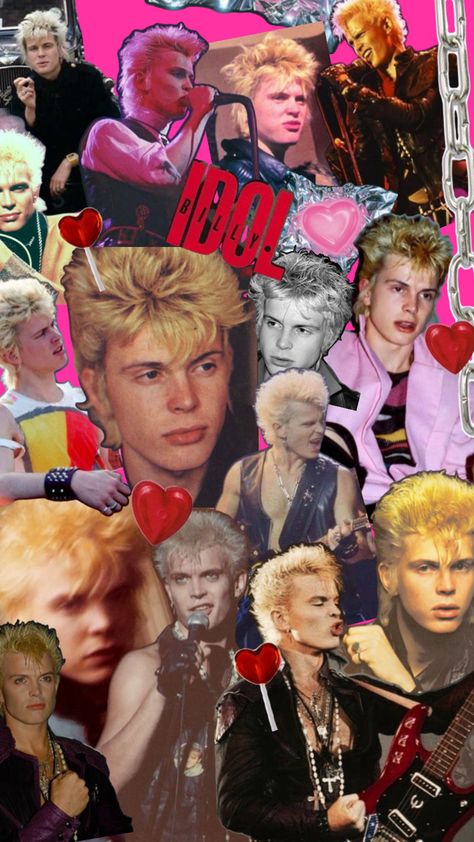 Billy idol 80s retro collage wallpaper aesthetic Billy Idol Wallpaper, 80s Lockscreen, Billy Idol 80s, Billie Idol, 80s Wallpaper, Rockstar Aesthetic, Hard Rock Music, 1980's Fashion, Wallpaper Collage