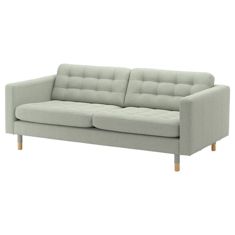 LANDSKRONA Sofa - Gunnared light green/wood - IKEA Landskrona Sofa, Ikea Landskrona, Ikea Bank, Ikea Kivik, Ikea Sofas, Green Couch, Sofa Beige, Ikea Sofa, Three Seat Sofa