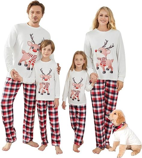 OAKFashion Christmas Family Pajamas Holiday Christma Pajama Family Matching Pjs Set Sleepwear Elk Xmas Jammies Christmas Pjs Matching, Family Christmas Pjs, Christmas Pajamas For Family, Pjs Matching, Christmas Pjs Family, Xmas Pjs, Dog Xmas, Holiday Pjs, Xmas Pajamas