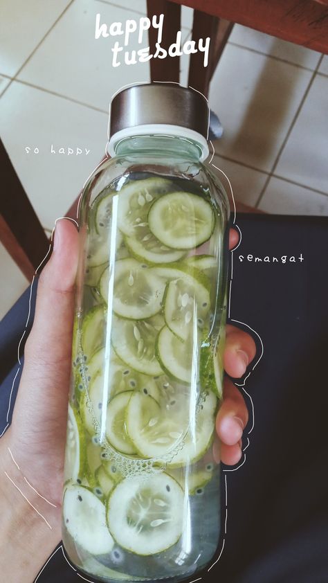 Infus water mentimun, selasih Infus Water, Infused Water, Typography, Water, Quick Saves