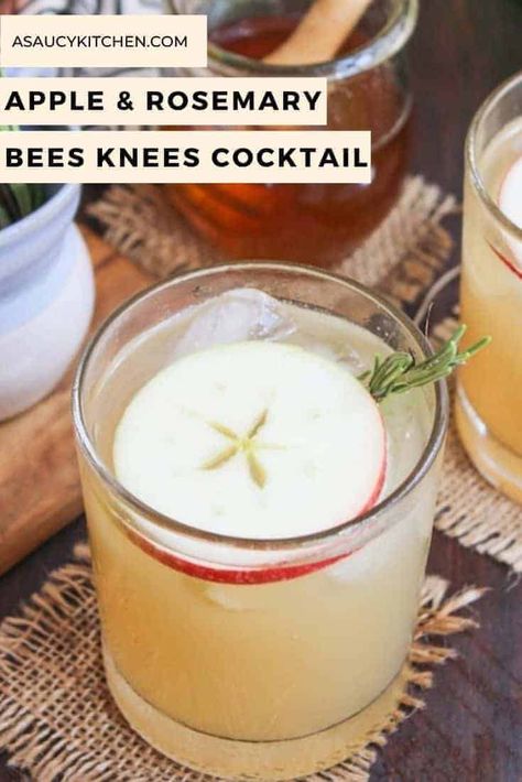 This apple bees knees cocktail adds a seasonal twist to the classic gin cocktail Gin Drink Recipes, Bees Knees Cocktail, Classic Gin Cocktails, Fall Cocktails Recipes, Gin Cocktail Recipes, Gin Drinks, Gin Cocktail, Bee's Knees, Fall Cocktails