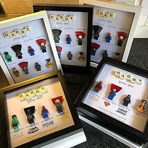 There are several cute Father's Day gifts available on Amazon and Etsy that are thoughtful and sweet. Check out this list for some inspiration on ways to surprise the special dad in your life. Lego Photo Frame, You Are My Superhero, Art Mannequin, Shadow Frame, To My Father, Absolute Value, Custom Lego, Small Pictures, Personalize Art