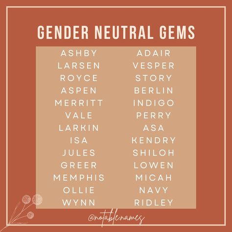 I love a gender neutral name! I'm not sure what it is about them, but I'm constantly drawn to them. I'll see a name I like, find out it's gender neutral and then fall in love a little bit more. Could it be that they always have such a cool vibe? It's quite possible. Check out these stunning gender neutral names! Which one would you add to your name list? #names #genderneutralnames #babynames #babynameinspo #babynameideas #babynamesuggestions #babyname #babynameinspiration Unisex Names Gender Neutral, Fall Names, Neutral Names, Character Creating, Oc Names, Shifting Realities, M Names, Cool Name, Unisex Baby Names