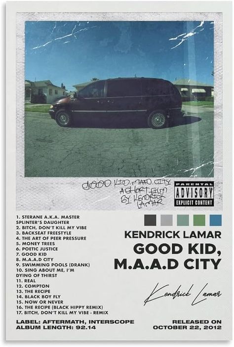 Amazon.com: OFITIN Kendrick Poster Lamar - Good Kid Maad City Poster Album Cover Poster for Room Aesthetic Canvas Art Poster And Wall Art Picture Print Modern Family Bedroom Decor Posters 12x18inch(30x45c: Posters & Prints Kendrick Album, Song Albums, Kendrick Lamar Album Cover, Kendrick Lamar Poster, Kendrick Lamar Album, Good Kid Maad City, Wallpaper Artist, Rap Album Covers, Wall Art Decor Prints