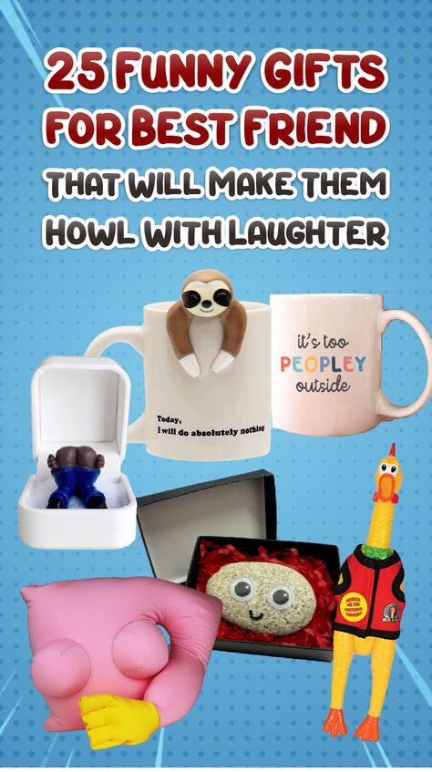 So here, we will give you a series of funny gifts for best friend. From a useful thing with a hilarious printed sentence, like a set of pens and mug, to a completely silly prank tool, we have already set it up for you. #funnygifts #funnygiftsforfriends #funnygiftsformen #funnygiftsforbestfriend Crazy Gifts For Best Friend, Goofy Gifts For Friends, Funny Gifts For Friends Christmas, Funny Gifts For Women Friends, Inappropriate Gifts For Friends, Funny Gift Ideas For Friends, Funny Diy Gifts For Friends, Silly Gifts For Friends, Funny Birthday Gifts For Best Friend