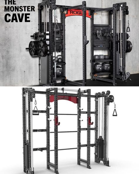 Garage Gym Reviews’s Instagram photo: “Rogue Monster Cave or Sorinex Apex Rack...which one? 🤔 Comparable Options: Rogue: $7,350 w/ Free Shipping Sorinex: $7,799 plus shipping…” Rogue Squat Rack, Rogue Home Gym, Rogue Gym, Home Gym Setup, Diy Home Gym, Diy Gym, Gym Setup, Play Ground, Rogue Fitness