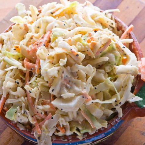 Dole Classic Coleslaw Recipe - Conscious Eating Dole Coleslaw Recipe, Coleslaw For Pulled Pork, Creamy Coleslaw Dressing, Classic Coleslaw Recipe, Classic Coleslaw, Easy Coleslaw, Coleslaw Recipe Easy, Homemade Coleslaw, Hot Spices