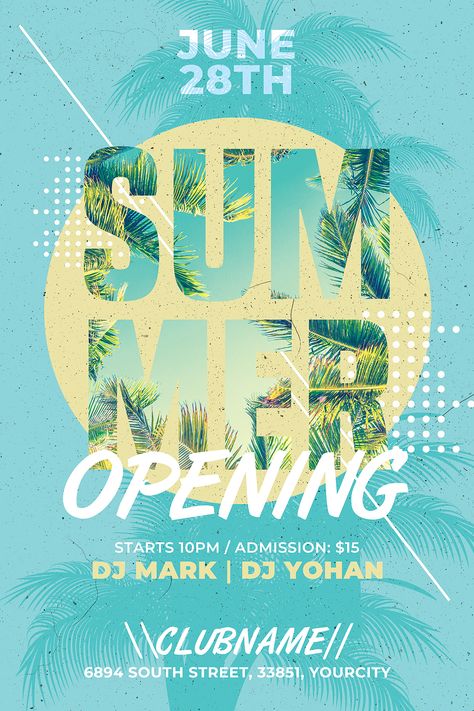 Summer Party Poster Design, Summer Event Poster, Bar Promotion, Summer Typography, Promotion Party, Summer Party Invitations, Summer Banner, Festival Flyer, Music Festival Poster