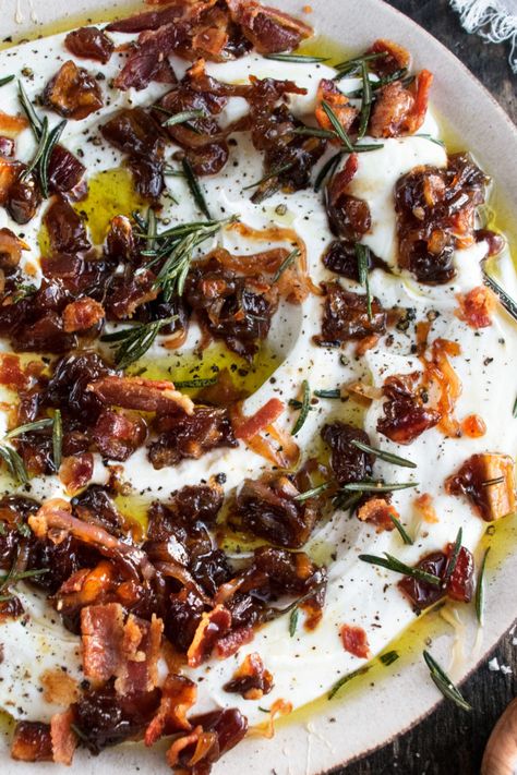 Whipped Goat Cheese with Bacon & Dates - The Original Dish Dates Goat Cheese, Bacon Dates, The Original Dish, Whipped Goat Cheese, Goat Cheese Recipes, Bacon Recipe, Recipes Appetizers, Cheese Dishes, Thanksgiving Feast