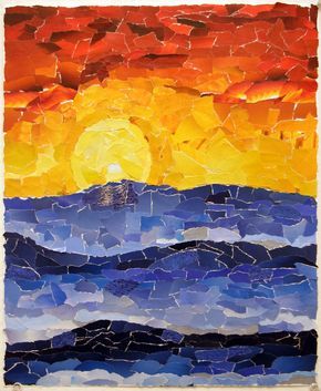 Cool and Warm Colors by Clarissa Gregory #LandscapeCollage Collage Landscape, Arte Doodle, Collage Art Projects, Paper Collage Art, Magazine Collage, Ecole Art, Elementary Art Projects, School Art Projects, Camping Art