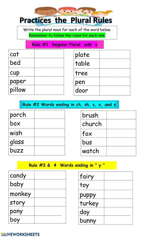 Plurals interactive and downloadable worksheet. You can do the exercises online or download the worksheet as pdf. Plural S Worksheet, Singular Plural Worksheets For Grade 2, Singular To Plural Worksheet, English Plurals Worksheets, Singular Plural Worksheets Kindergarten, Singular Plural Worksheets For Class 2, Plural Singular Worksheet, Plural Forms Worksheet, Singular Plural Worksheets For Grade 1