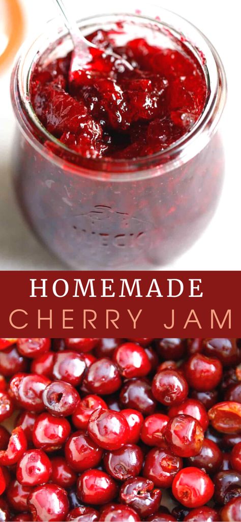 Sweet Cherry Jam, Cherry Jelly Recipes, Jam And Jelly Recipes, Homemade Cherry Jam, Cherry Jam Recipe, Cherry Smoothie Recipes, Fresh Cherry Recipes, Sour Cherry Jam, Fruit Jam Recipes