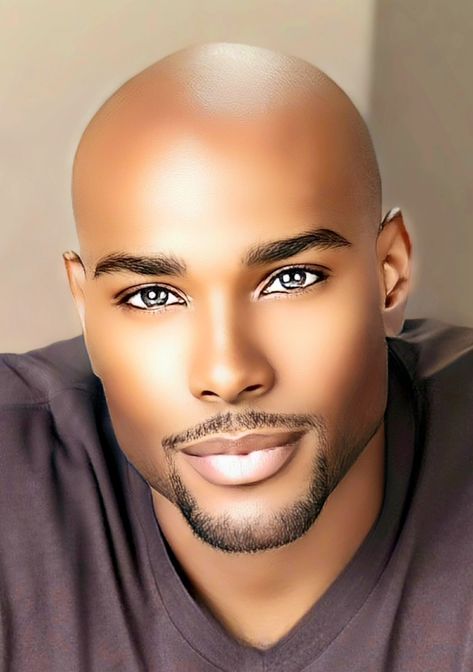 Bald Male Models, Bald Black Men, Shaving Style, Van Dyke Beard, Bald People, Bald Black Man, Black Men Beard Styles, Men Fade Haircut Short, Beard Shaving